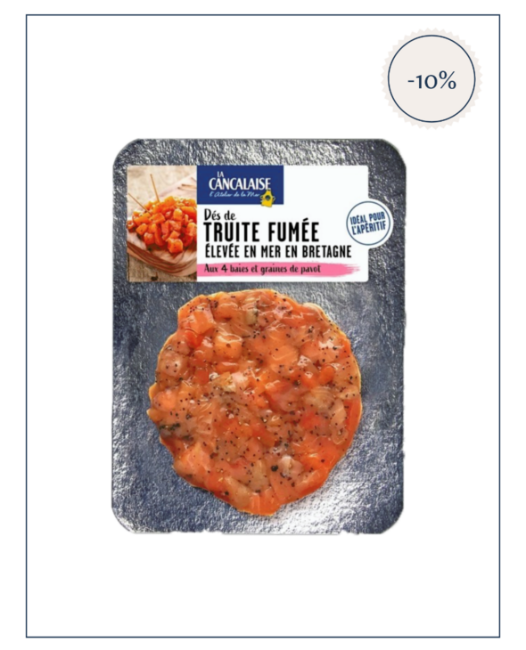 Dés de Truite fumée aux 4 baies et graines de pavot
