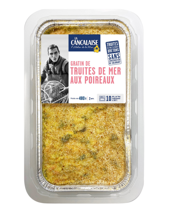 Gratin de truite élevée en mer et fondue de poireaux