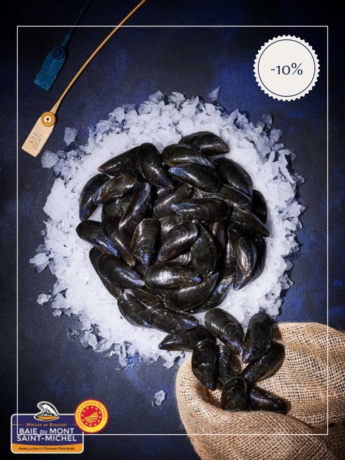 Moules de bouchot AOP de la baie du Mont St Michel, prêtes à Cuire